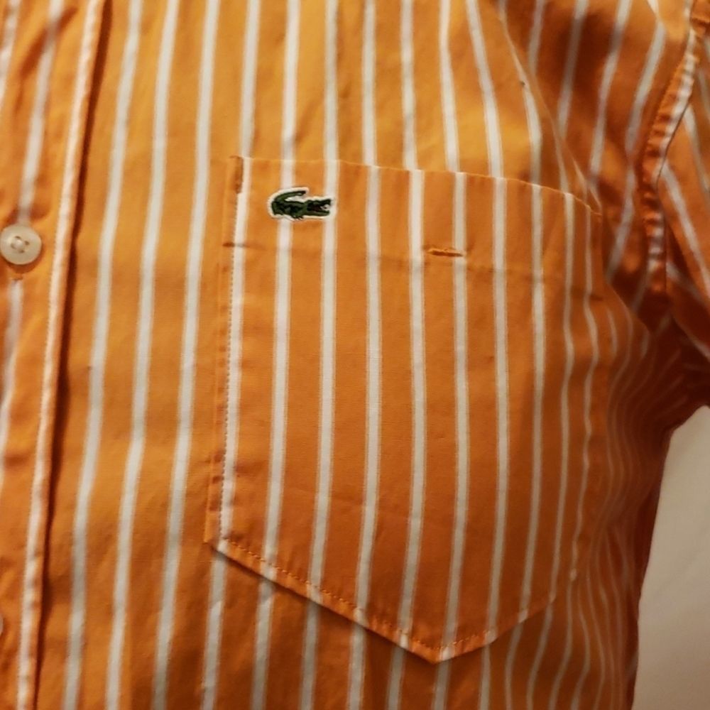 LACOSTE Orange Regular Fit Dress Shirt Sz 38 - Picture 3 of 10